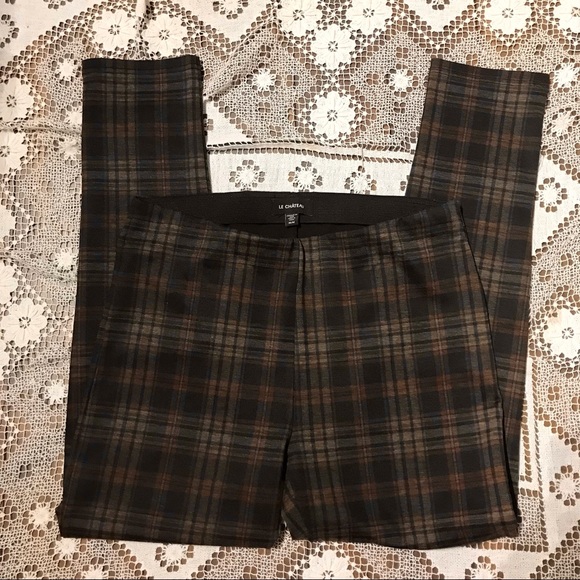 le chateau Pants - Plaid checkered high rise leggings pants dark academia